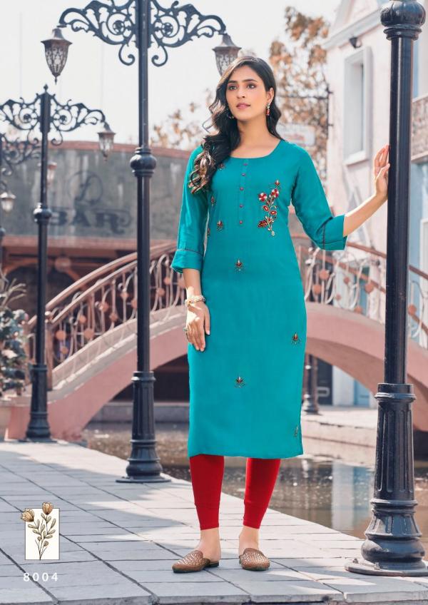 Vastram Vol 8 Rayon Slub Designer Khatli Work Kurti Collection